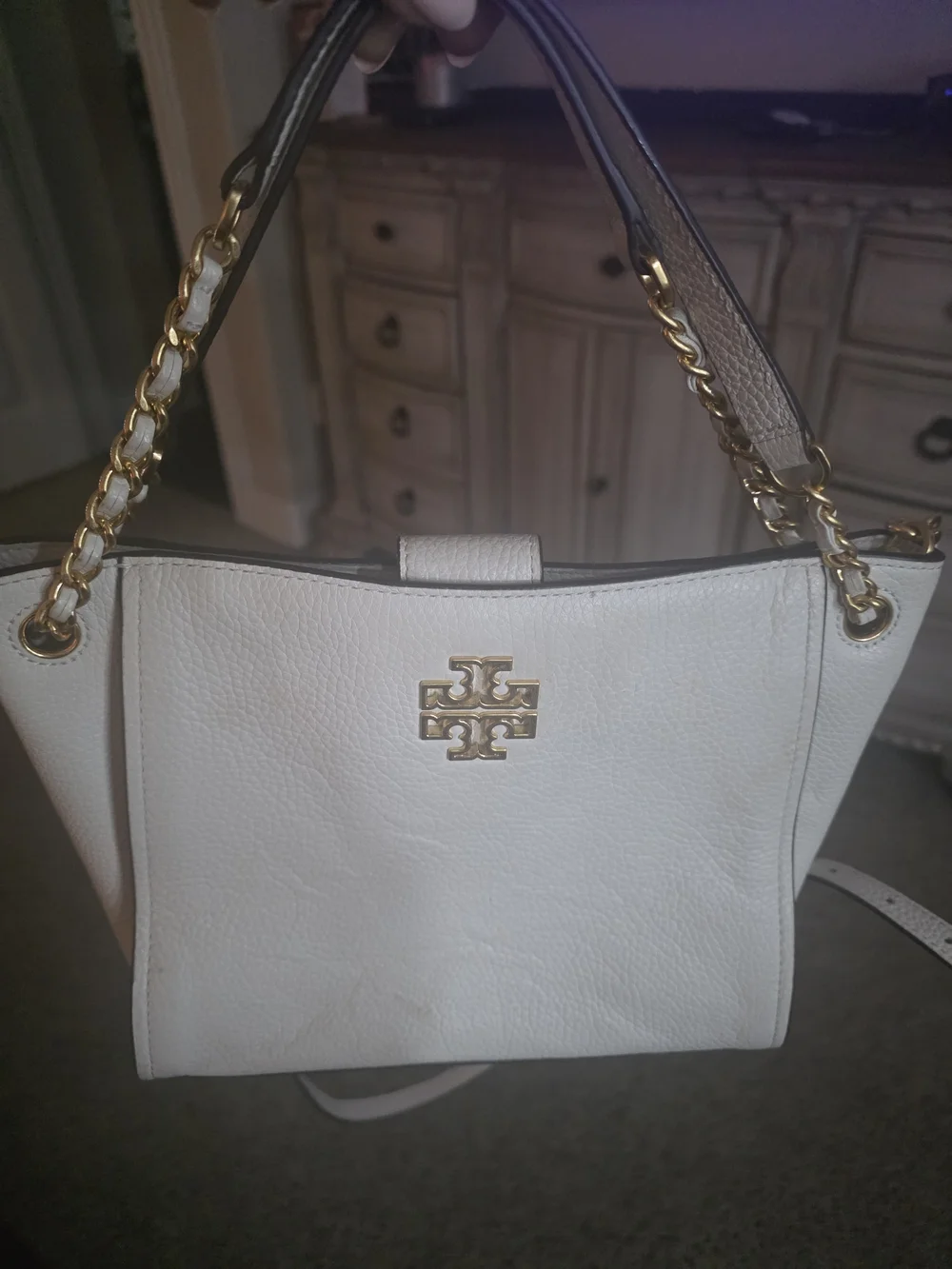 Tory Burch White Leather Chain-Handle Shoulder Bag